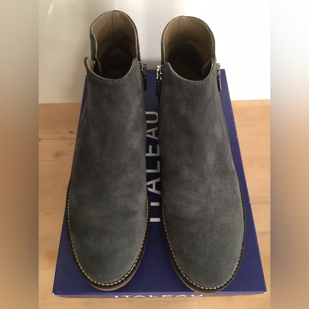 Waterproof Italian suede booties (like new)